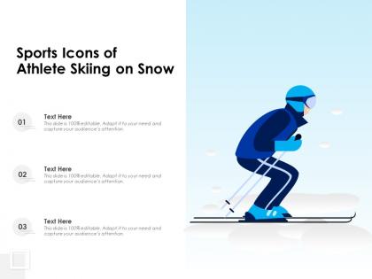 Sports icons of athlete skiing on snow