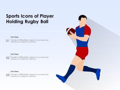 Sports icons of player holding rugby ball