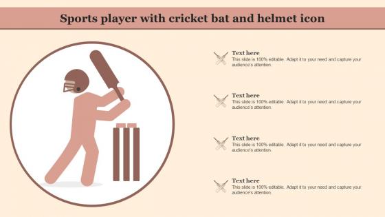 Sports Player With Cricket Bat And Helmet Icon