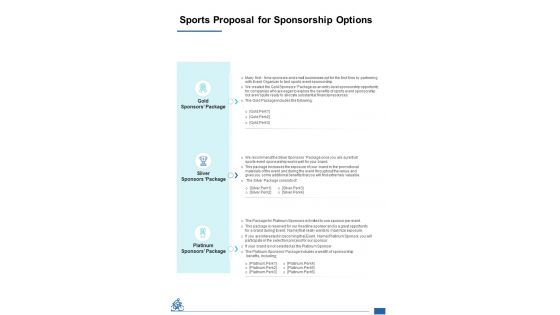 Sports Proposal For Sponsorship Options One Pager Sample Example Document