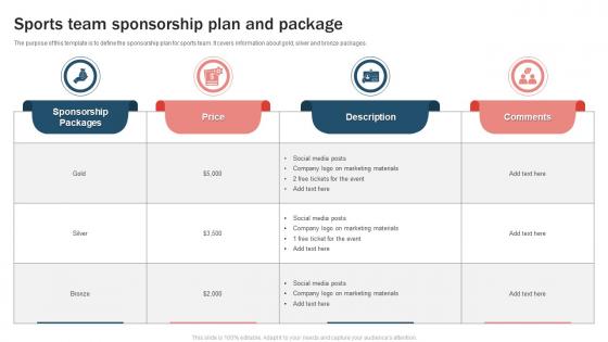 Sports Team Sponsorship Plan And Package