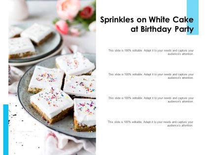 Sprinkles on white cake at birthday party