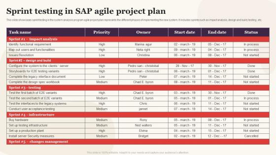 Sprint Testing In SAP Agile Project Plan