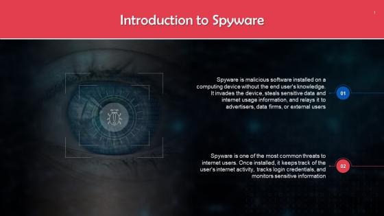 Spyware Cyber Attack In Cybersecurity Training Ppt