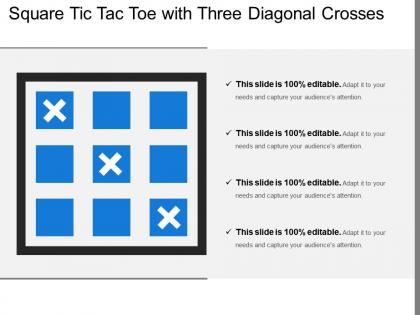 Square tic tac toe with three diagonal crosses
