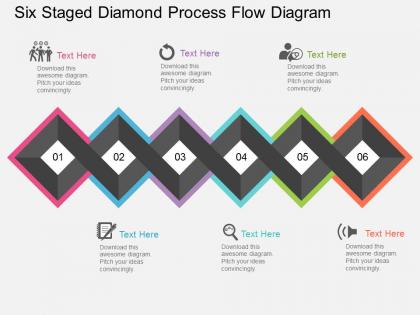 Sr six staged diamond process flow diagram flat powerpoint design
