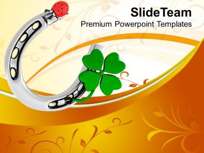 St patricks day 3d lucky symbol and lady bug shamrock templates ppt backgrounds for slides
