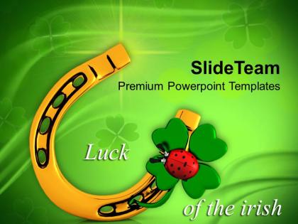 St patricks day 3d lucky symbol with lady bug irish culture templates ppt backgrounds for slides