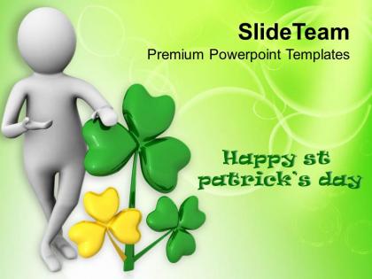 St patricks day 3d man wishing happy powerpoint templates ppt backgrounds for slides
