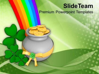 St patricks day date lucky symbol under rainbow abstract templates ppt backgrounds for slides