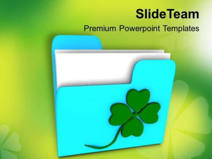 St patricks day festival folder icon with clover powerpoint templates ppt backgrounds for slides