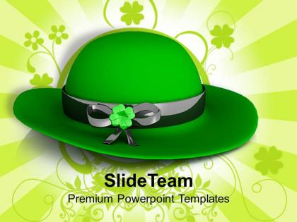 St patricks day green hat on background decoration templates ppt backgrounds for slides