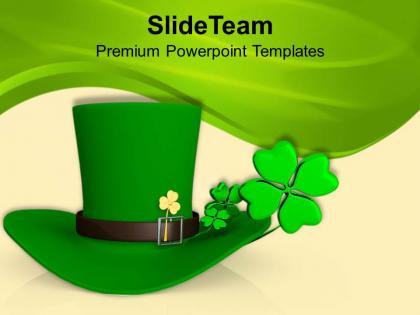 St patricks day green hat with shamrock symbol templates ppt backgrounds for slides