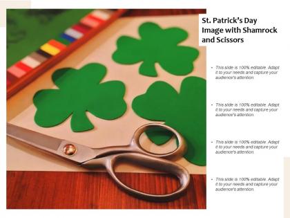 St patricks day image with shamrock and scissors