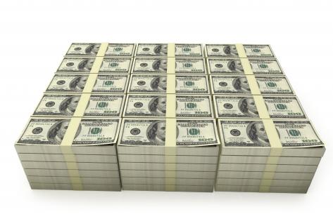 Stack of dollars with 3d effect stock photo