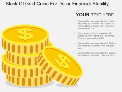 Stack of gold coins for dollar financial stability flat powerpoint design