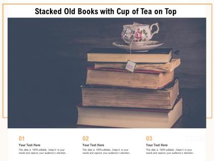 Stacked old books with cup of tea on top