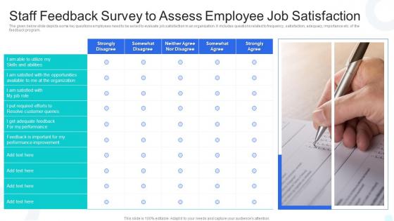 Staff Feedback Survey To Assess Employee Job Satisfaction
