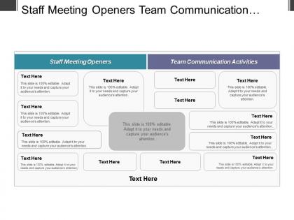 Staff meeting openers team communication activities marketing strategies implementation cpb