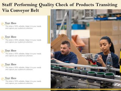 Staff performing quality check of products transiting via conveyor belt