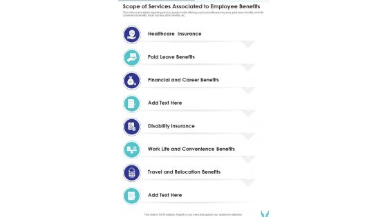 Staff Perk Scope Of Services Associated To Employee Benefits One Pager Sample Example Document