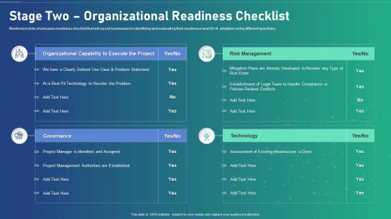 Stage Two Organizational Readiness Checklist Ai Transformation Playbook