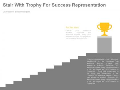 Stairs with trophy for success representation powerpoint slides