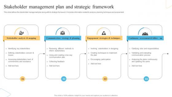 Stakeholder Management Plan And Strategic Framework
