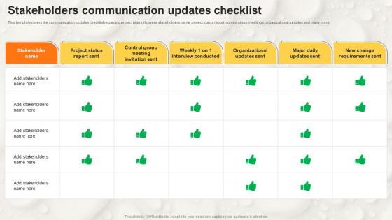 Stakeholders Communication Updates Checklist Stakeholder Communication Strategy SS V