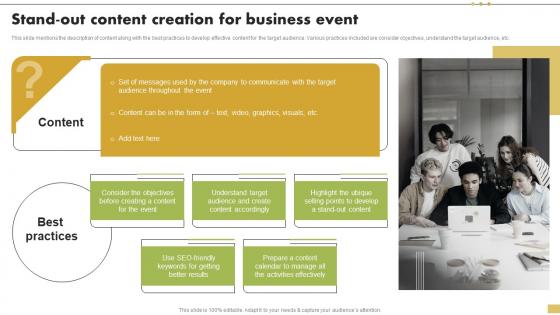 Stand Out Content Creation For Business Event Steps For Implementation Of Corporate