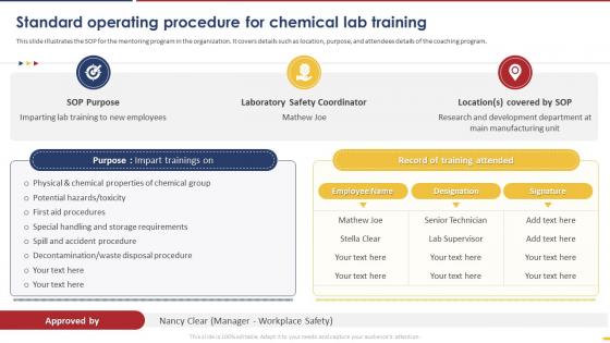 Standard Operating Procedure For Chemical Lab Training