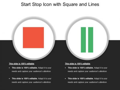 Start stop icon with square and lines
