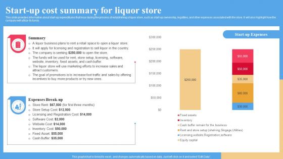 Start Up Cost Summary For Liquor Store Liquor Store Business Plan BP SS