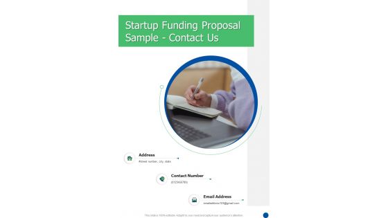 Startup Funding Proposal Sample Contact Us One Pager Sample Example Document