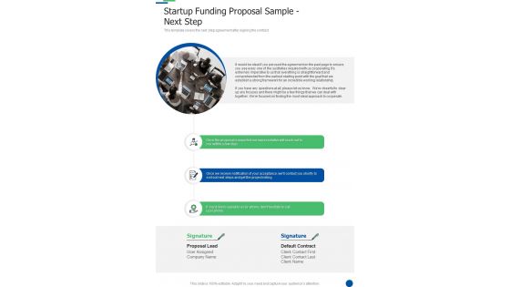 Startup Funding Proposal Sample Next Step One Pager Sample Example Document