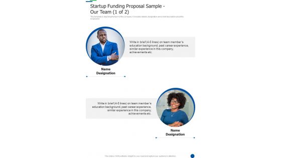 Startup Funding Proposal Sample Our Team One Pager Sample Example Document