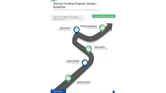 Startup Funding Proposal Sample Roadmap One Pager Sample Example Document