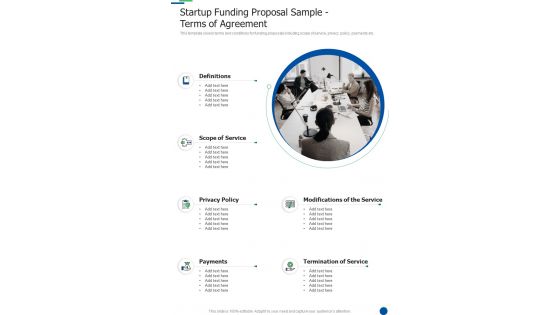 Startup Funding Proposal Sample Terms Of Agreement One Pager Sample Example Document
