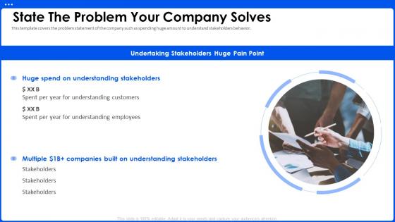 State The Problem Your Company Solves AI Pitch Deck Ppt Powerpoint Presentation Summary