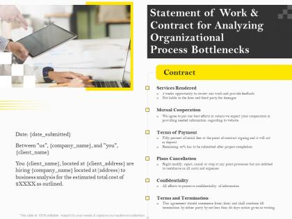 Statement of work and contract for analyzing organizational process bottlenecks ppt outline