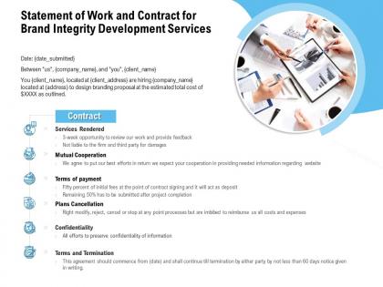 Statement of work and contract for brand integrity development services ppt professional
