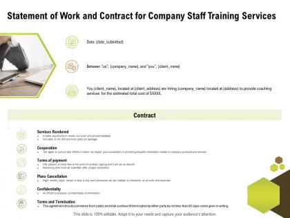 Statement of work and contract for company staff training services ppt professional files