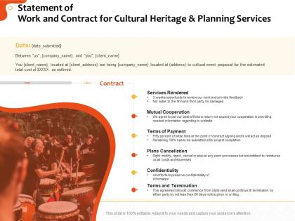 Statement of work and contract for cultural heritage and planning services ppt clipart