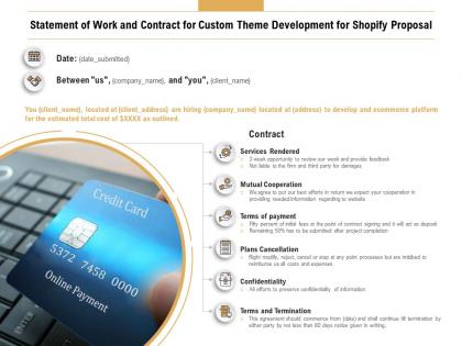Statement of work and contract for custom theme development for shopify proposal ppt visual