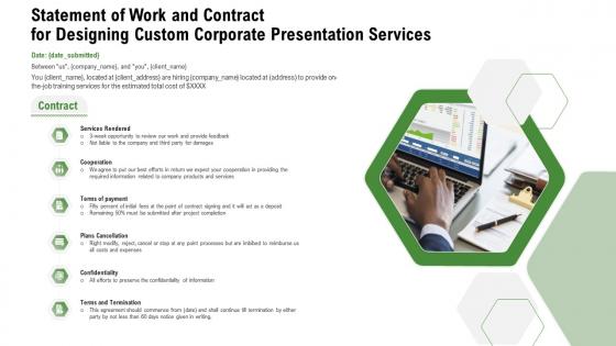 Statement of work and contract for designing custom corporate presentation services
