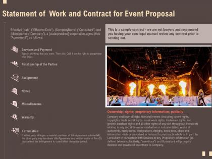 Statement of work and contract for event proposal ppt powerpoint icon