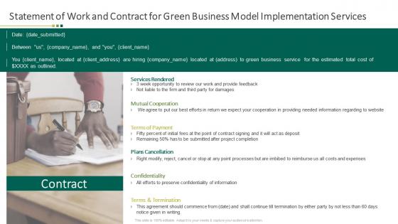 Statement of work and contract for green business model implementation services