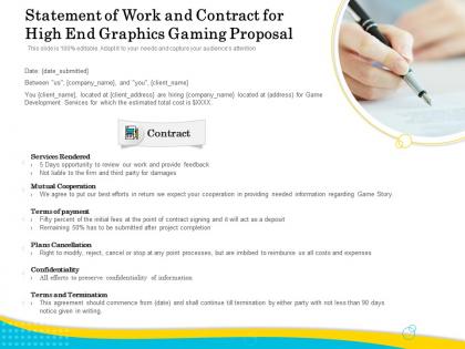 Statement of work and contract for high end graphics gaming proposal ppt demonstration