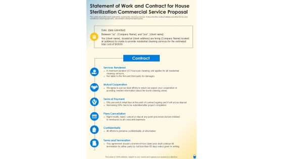 Statement Of Work And Contract For House Sterilization Commercial One Pager Sample Example Document