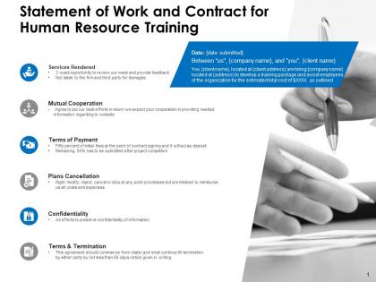 Statement of work and contract for human resource training ppt powerpoint presentation